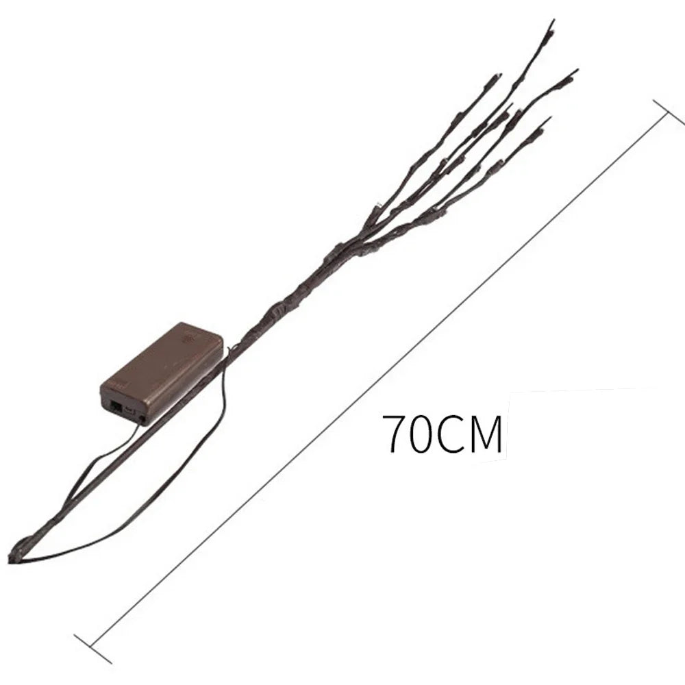 Decorative LED Branches Willow Roses with Lights Battery Ambient Light for Vases Warm White 70cm | Sansoti