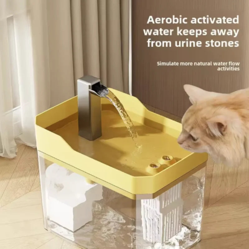 Cat water fountain with circulation system & filter Transparent Gray White 1.5L for optimal hydration of cats | Sansoti