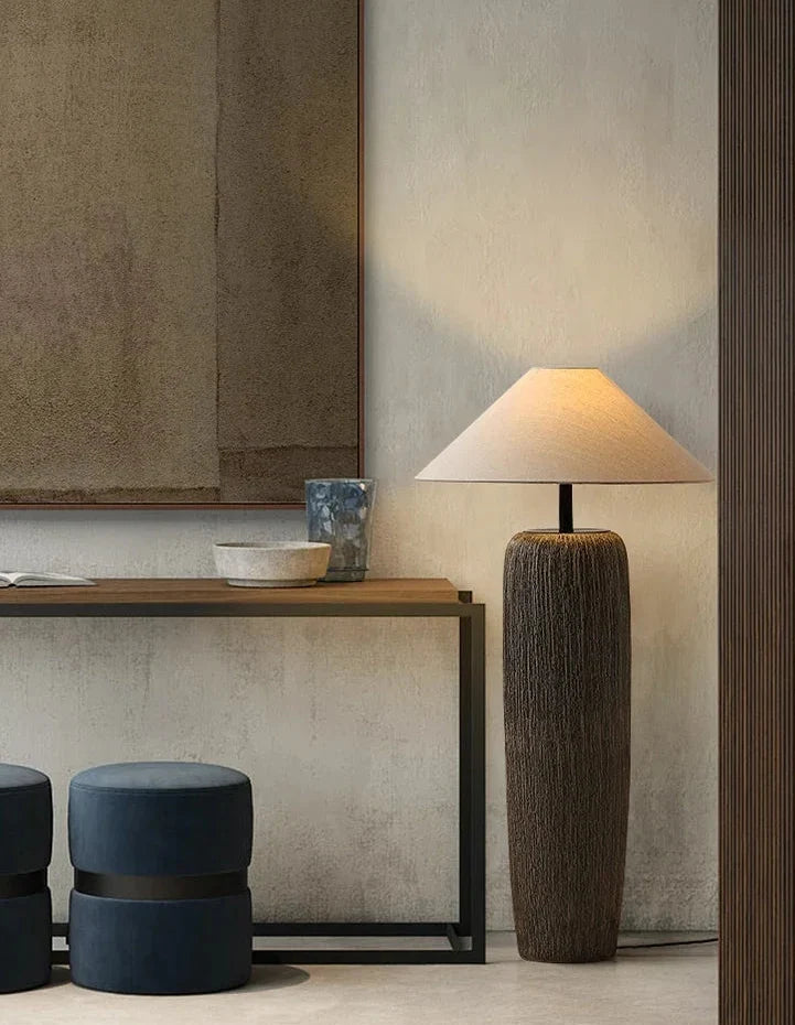 Japanese Ceramic Floor Lamp Rustic Style 40-110 cm Living Room Corner Lighting Warm Ambient Light Standing Lamp | Sansoti