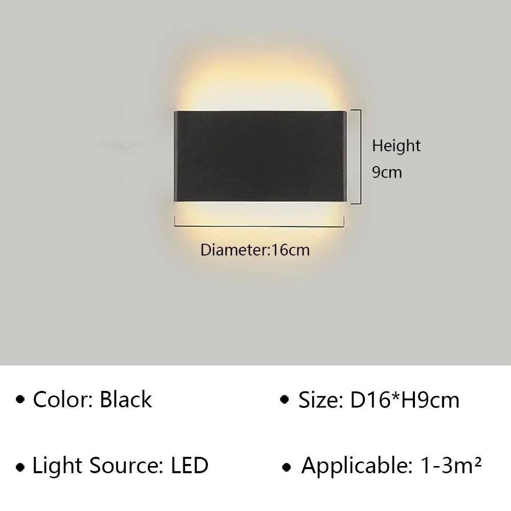 LED Wall Light Modern Aluminum Acrylic 30cm Warm White Black Gold Bedroom Hallway Bathroom Minimalist Design | Sansoti