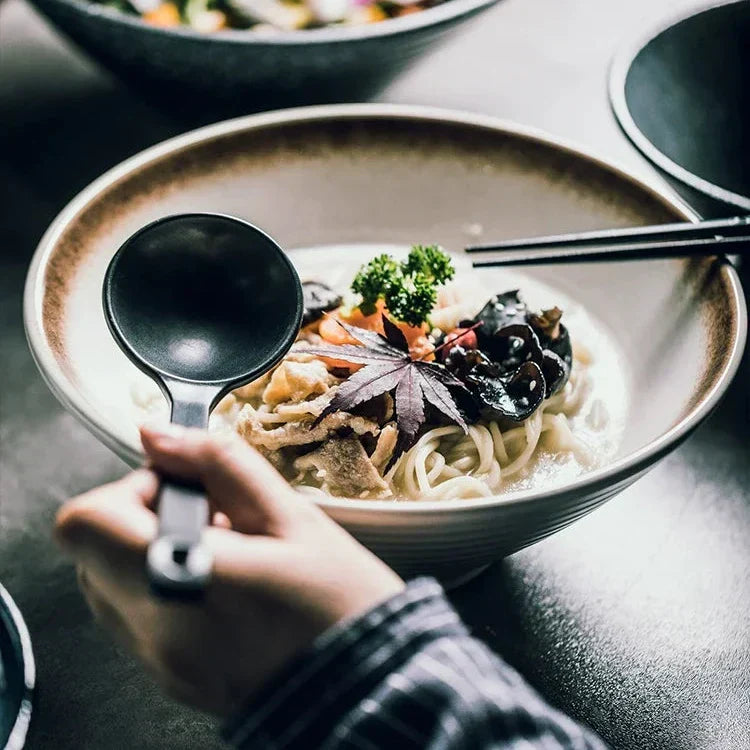 Ceramic ramen bowl 18 cm Japanese design soup bowl noodle bowl rice bowl tableware kitchen handmade | Sansoti
