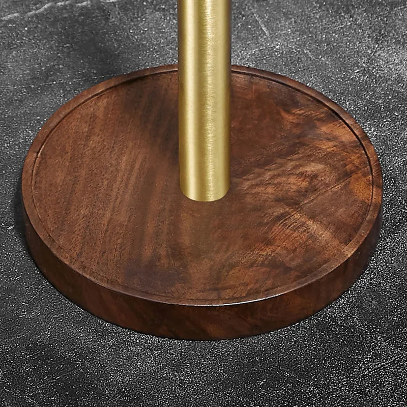 Keukenrolhouder Walnoot Hout Goud RVS 27cm Aanrecht | Keukenpapier Houder Staand Luxe Keuken | Sansoti