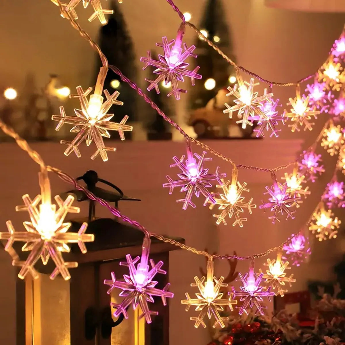 Snowflake String Lights LED Christmas Lighting Indoor Outdoor Ambient Light Garden Party Decoration Winter Atmosphere Christmas Tree | Sansoti