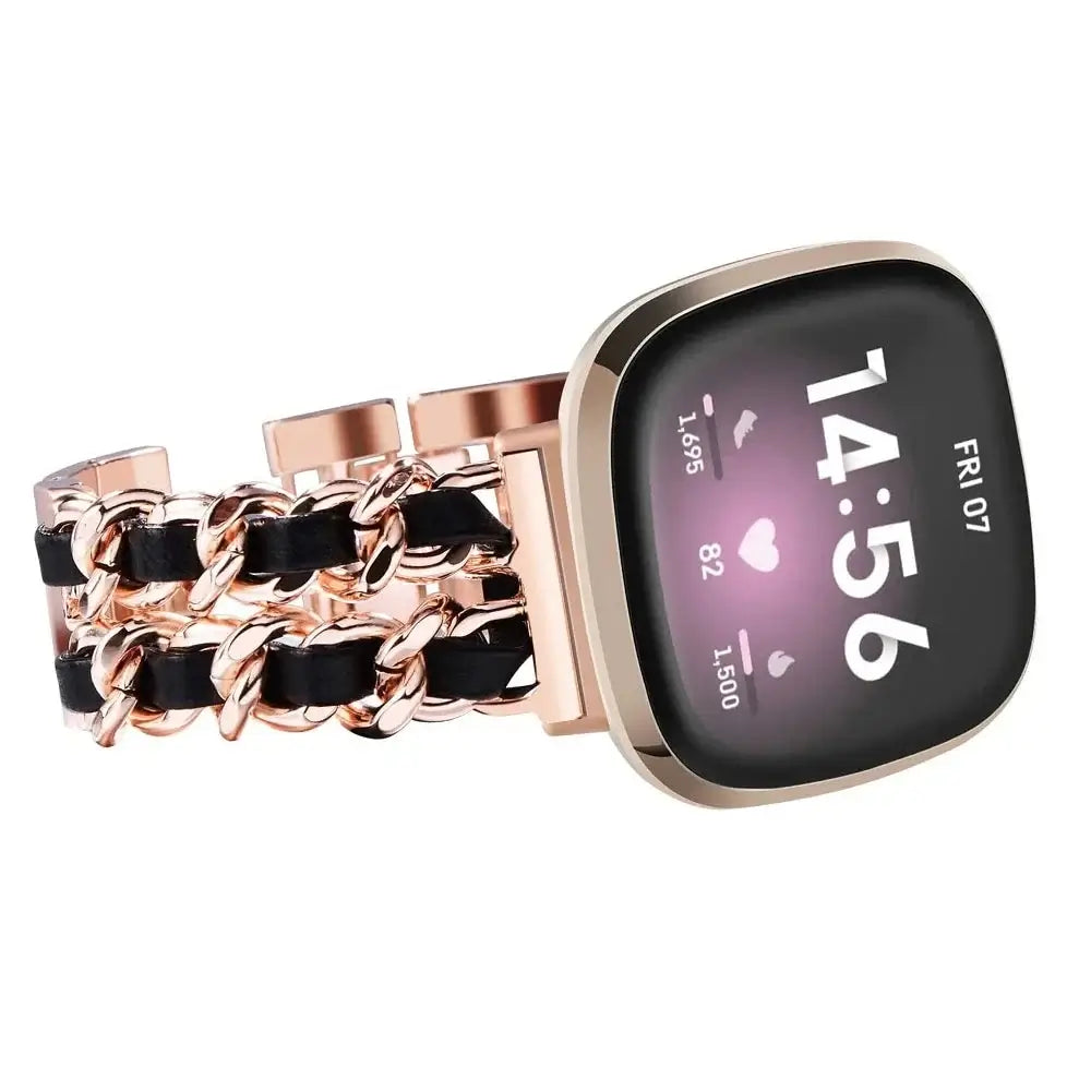 Leather Metal Smartwatch Band with Adjustable Closure Universally Compatible for Fitness Sports Watches | Sansoti