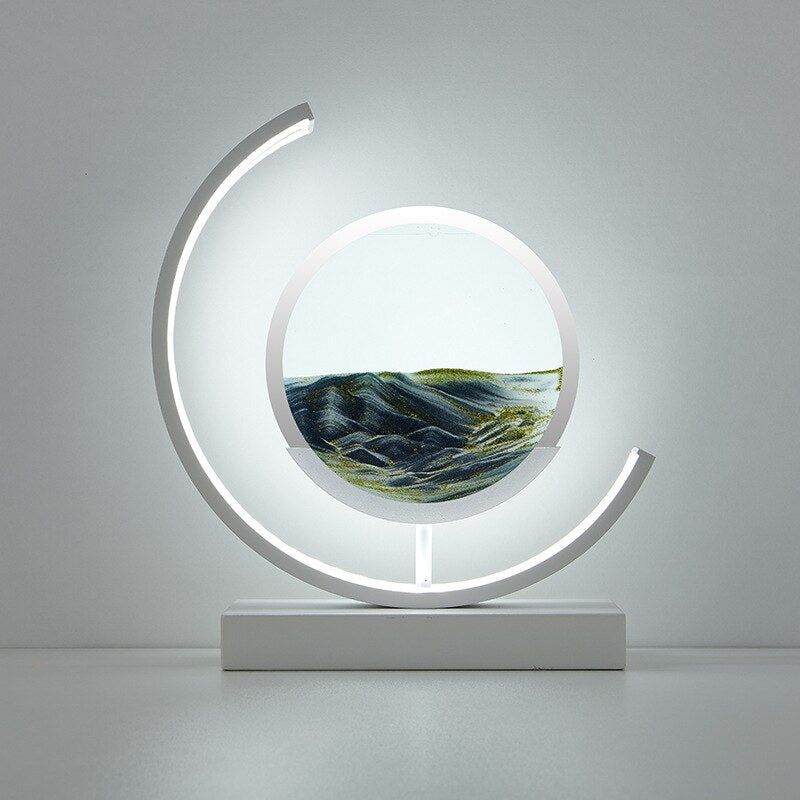 Lampe de table LED acrylique pivotante paysage de sable noir salon chambre lampe d'ambiance lampe de chevet lampe décorative | Sansoti