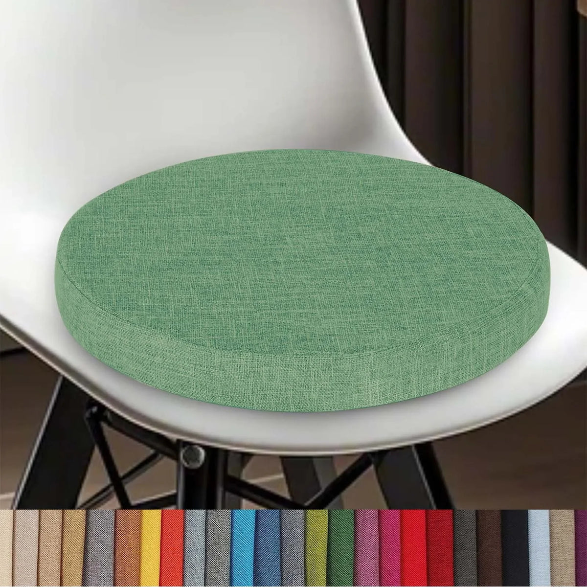 Coussin d’assise rond en coton-lin lavable avec fermeture éclair 30-60 cm pour chaise de salle à manger, tabouret de bar, cuisine, bureau et chaise de jardin | Sansoti