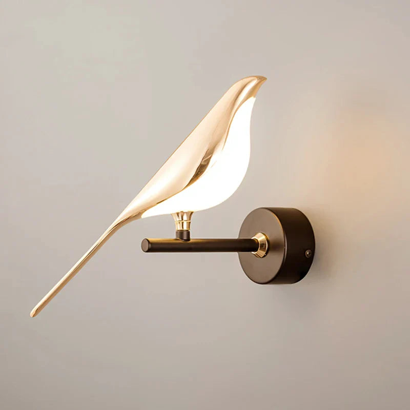 Designer LED wall lamp in bird shape – Golden wall lamp with warm light | Sansoti