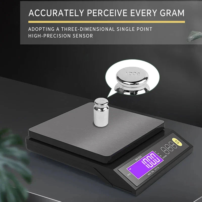 Digital Kitchen Scale Stainless Steel Waterproof 10kg Precision Baking Cooking Portioning Rechargeable LCD Display | Sansoti