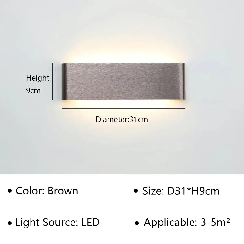 LED Wall Light Modern Aluminum Acrylic 30cm Warm White Black Gold Bedroom Hallway Bathroom Minimalist Design | Sansoti