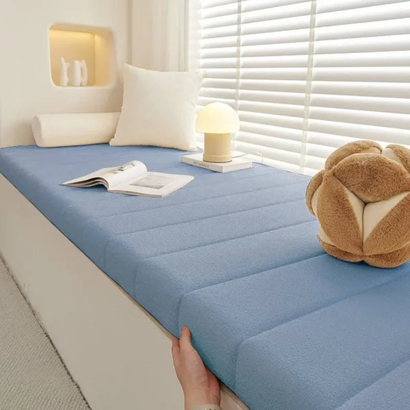 Velvet seat cushion, 4 cm thick, non-slip teddy bench mat for garden benches, windowsills, indoor and outdoor garden furniture | Sansoti