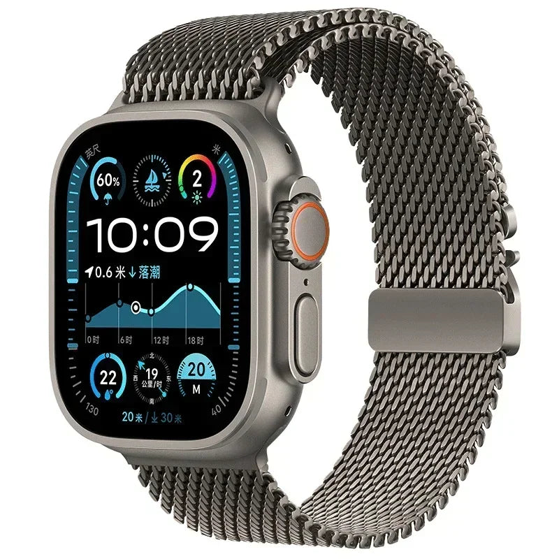 Tytanowy mediolański pasek do smartwatcha, czarny lub szary, regulowany 38–49 mm, uniseksowy, stylowy i wygodny | Sansoti