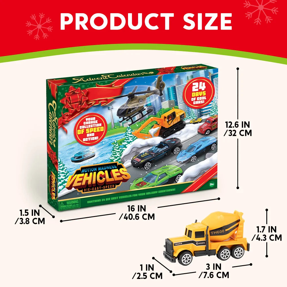 Advent Calendar Vehicles 24-Day Countdown Toy Christmas Surprise for Children Cars Christmas Gift for Boys | Sansoti