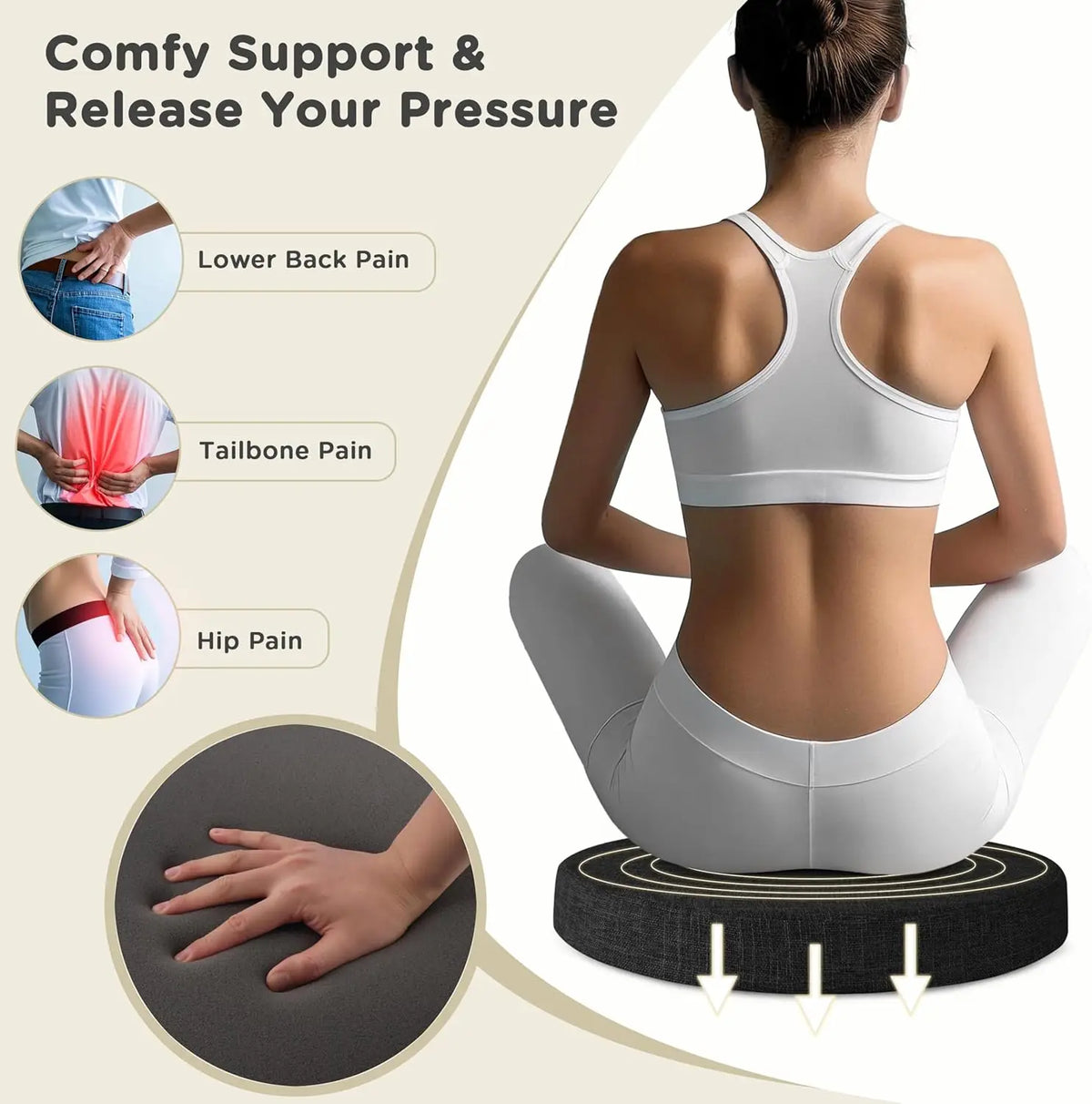 Coussin d’assise rond en coton-lin lavable avec fermeture éclair 30-60 cm pour chaise de salle à manger, tabouret de bar, cuisine, bureau et chaise de jardin | Sansoti