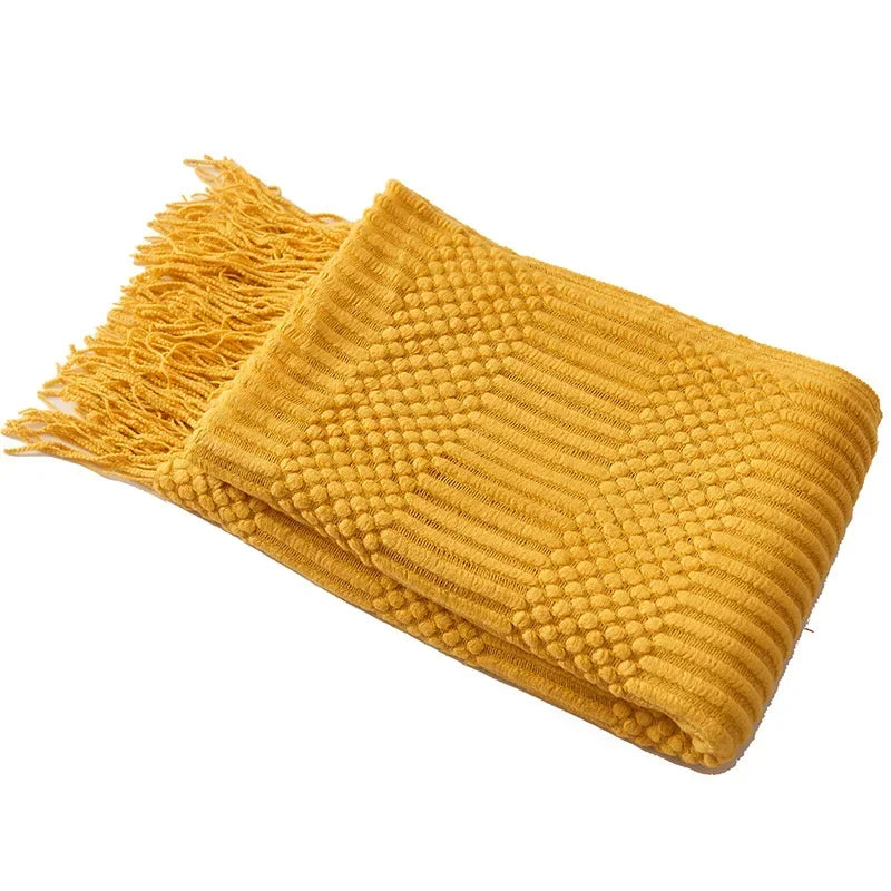 Knitted Acrylic Throw, Soft and Warm, Scandinavian Pattern, Sofa Blanket, Bedroom and Living Room Decorative Blanket | Sansoti