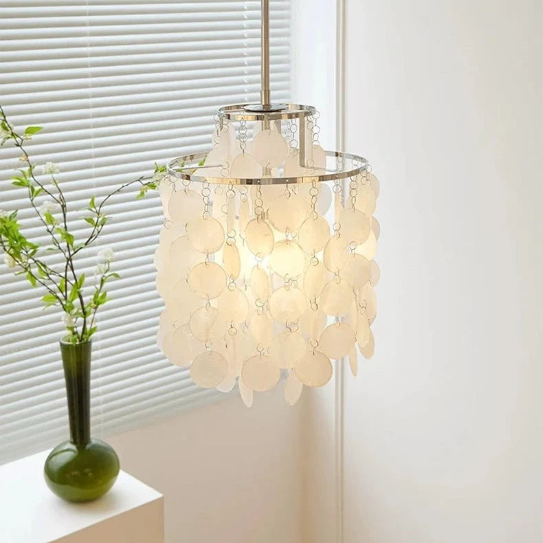 Round Shell Chandelier Gold Silver LED Living Room Dining Room Bedroom Hotel Lobby Stairwell Parlor | Sansoti