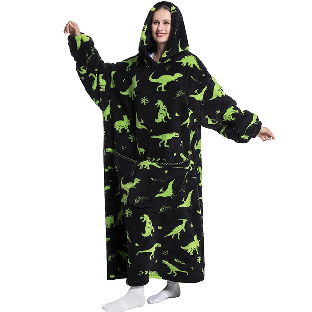 Sherpa Fleece Blanket with Sleeves and Hood 140cm Portable Oversized Home Blanket XXL Comfortable Warm Blanket | Sansoti