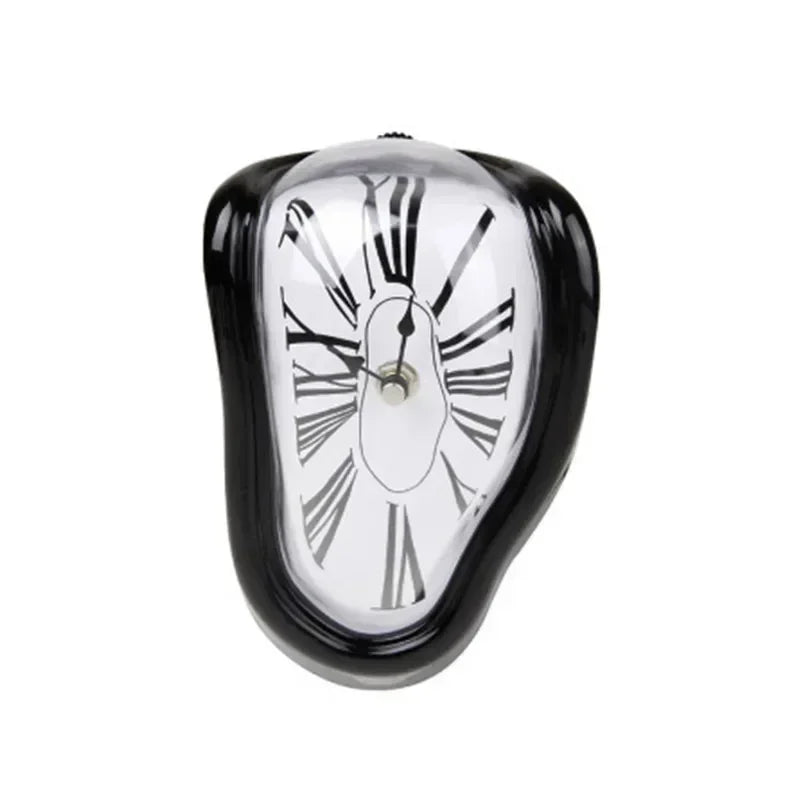 Reloj derretido al estilo de Salvador Dalí, 18x12x15cm, plástico y aluminio, reloj decorativo surrealista para estantería o mesa, salón, regalo | Sansoti