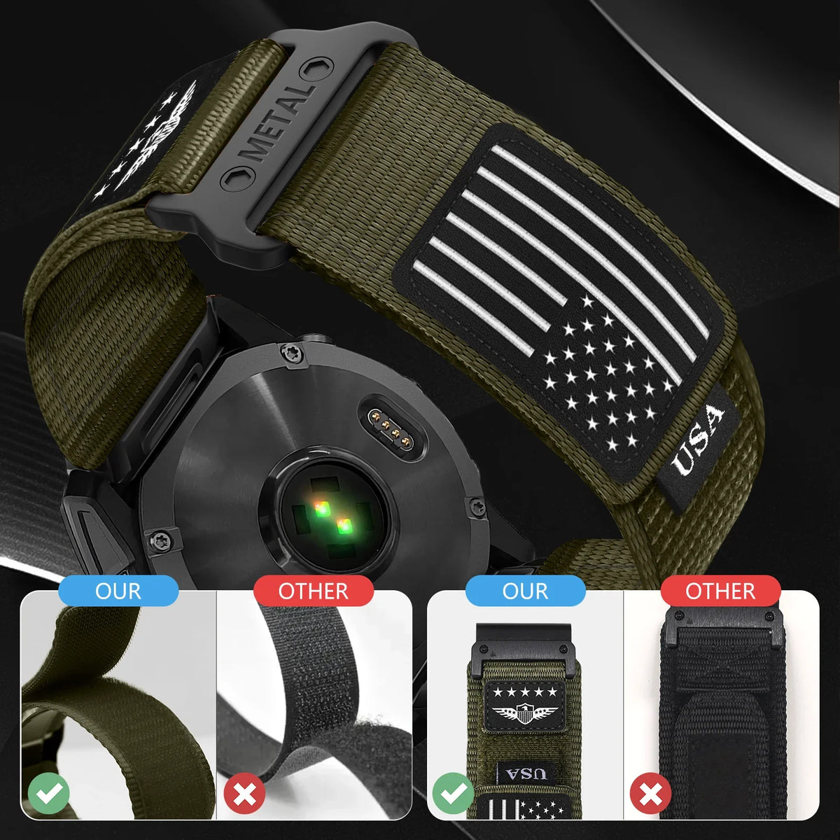 Nylonowy pasek do smartwatcha Sportowy Oddychający Uniwersalny 20mm 22mm 26mm Regulowany pasek na nadgarstek Pasek do zegarka Aktywny | Sansoti
