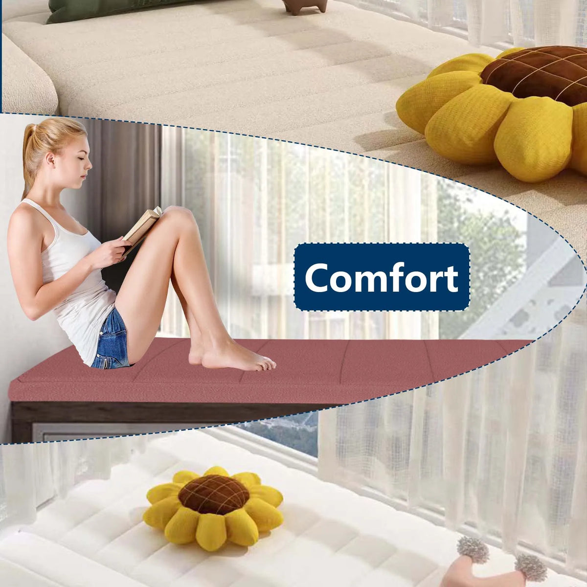 Teddy Fluwelen Bankzitkussen Antislip Rechthoekig Bruin Grijs Groen voor Bank Erker Balkon Lounge Sofa | Sansoti