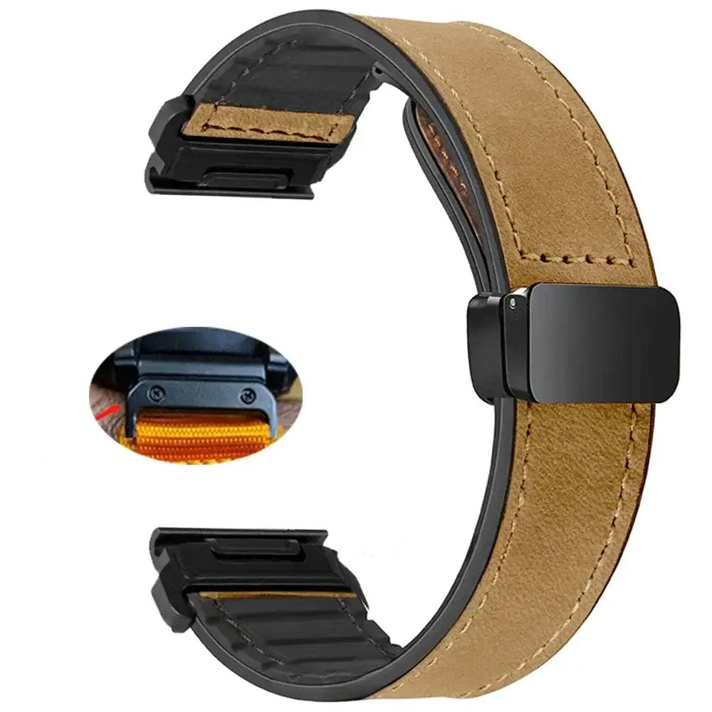 Leather Smartwatch Band with Magnetic Closure Quick-Release System 20mm 22mm 26mm Wristband Universal | Sansoti