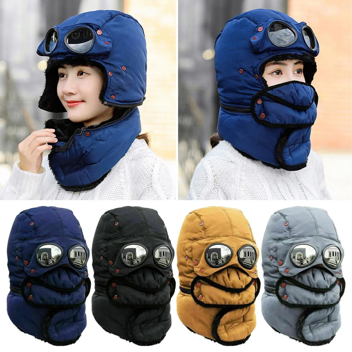 Thermal Windproof Hat with Face Protection Winter Outdoor Headwear Ski Snowboard Sports | Sansoti