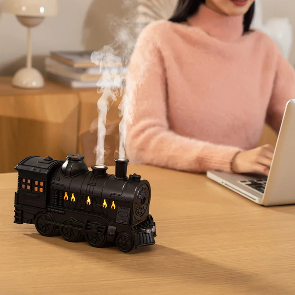 Ultrasonic Train-Shaped Humidifier – Quiet Air Freshener for Bedroom – Compact Mist Sprayer with LED – Portable Mist Maker – Decorative Humidification | Sansoti