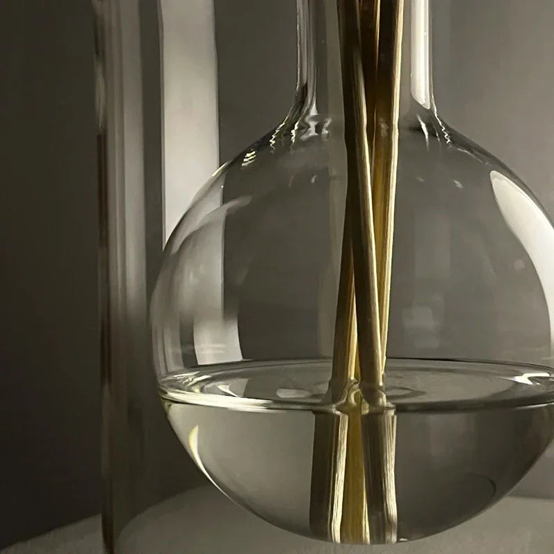 Glas Aromadiffusor Hohl Transparent mit Holzdeckel und Duftstäbchen für ätherische Öle Wohnzimmer Schlafzimmer Aromatherapie | Sansoti