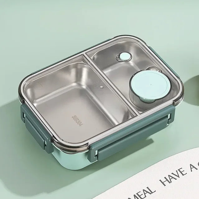 Edelstahl Isolierte Lunchbox mit Fächern und Auslaufsicherem Deckel für Warme und Kalte Mahlzeiten Unterwegs | Sansoti