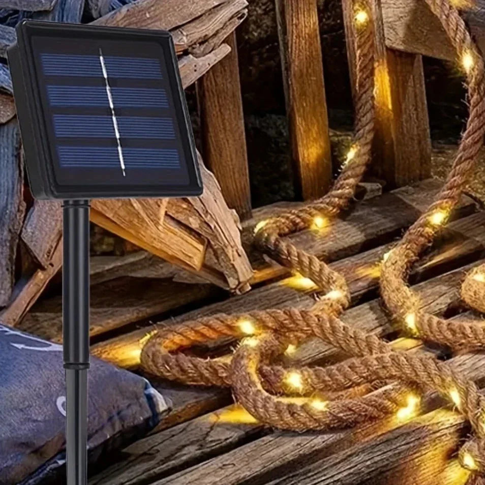 Solar Hemp Rope Garden Lighting 5 Meters with Warm LED Light | Sansoti