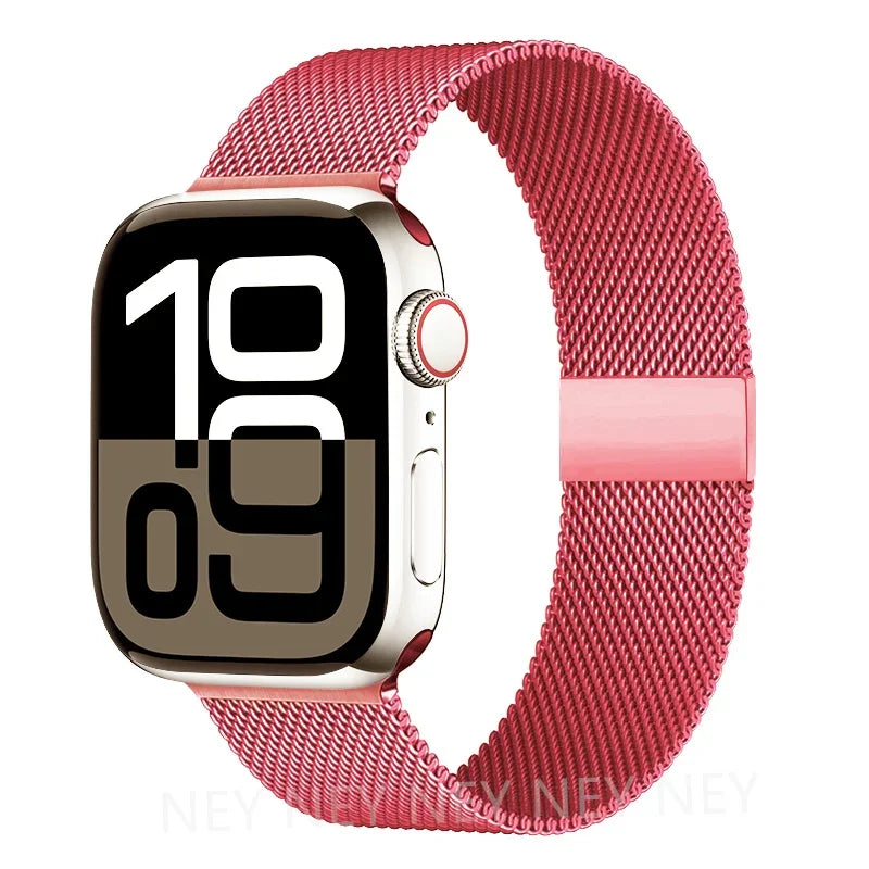 Mediolański pasek do zegarka z siatki ze stali nierdzewnej, regulowany, z magnetycznym zapięciem, do smartwatcha 38–49 mm, akcesorium na nadgarstek | Sansoti