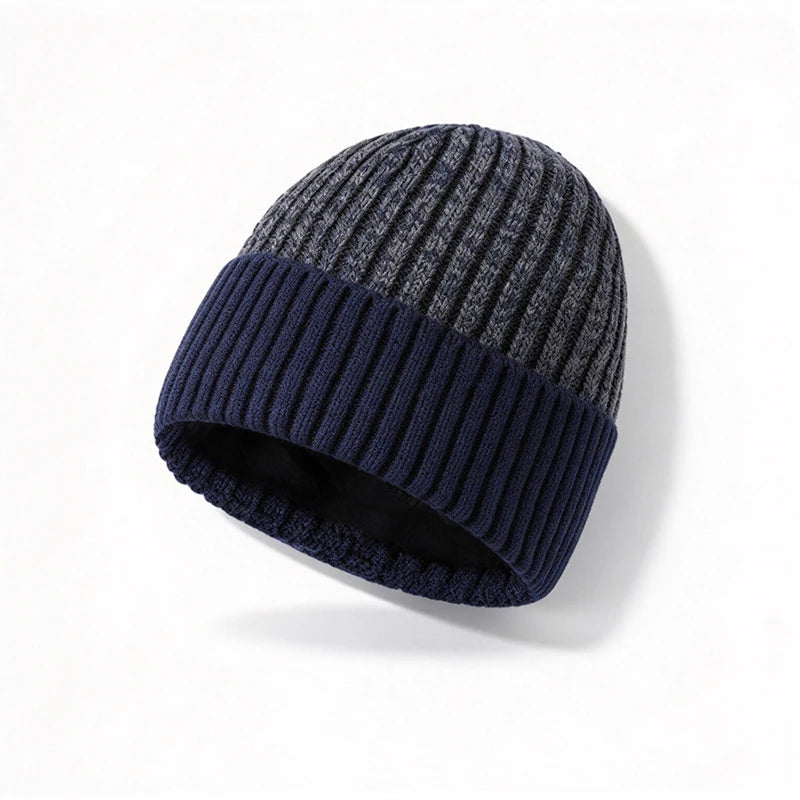 Knitted Winter Hat for Men with Fleece Lining, Ribbed Beanie, Thermal Warmth, Ski Hat for Outdoor Activities | Sansoti