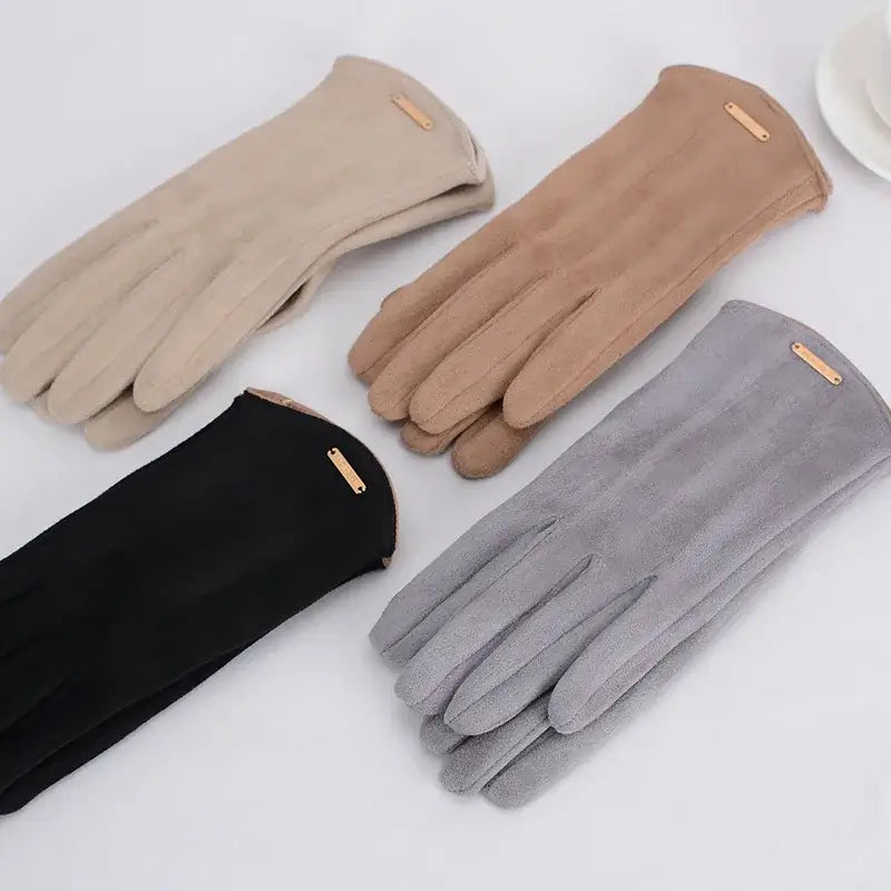Suède Winterhandschoenen Touchscreen Dames Heren Warm Winddicht Rijhandschoenen Beige Zwart Roze Grijs Winter | Sansoti