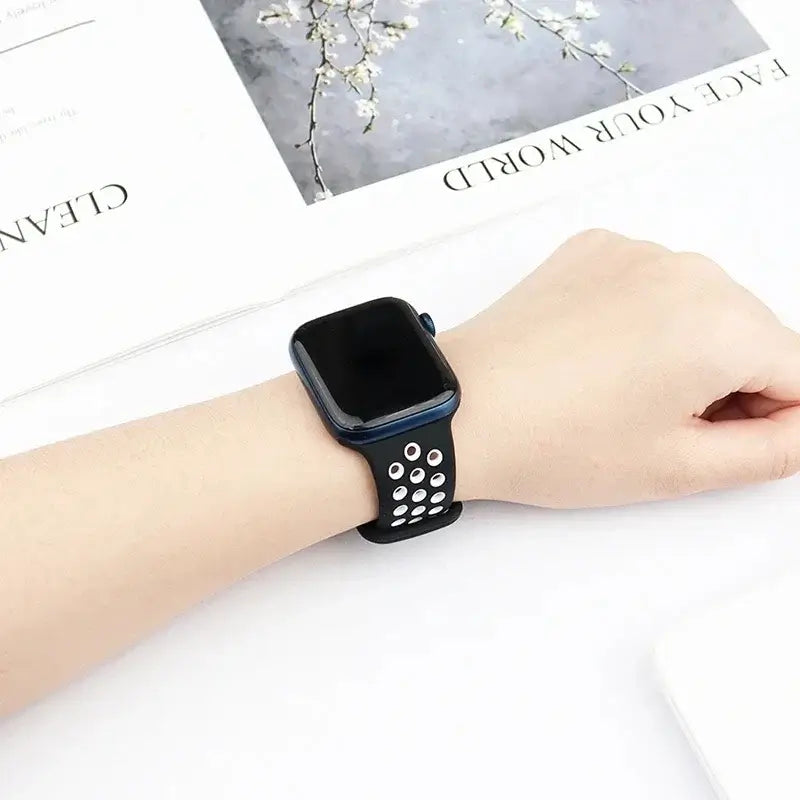 Silikonowy pasek do smartwatcha – oddychający pasek sportowy w dwóch kolorach do zegarków 38mm–49mm, unisex | Sansoti