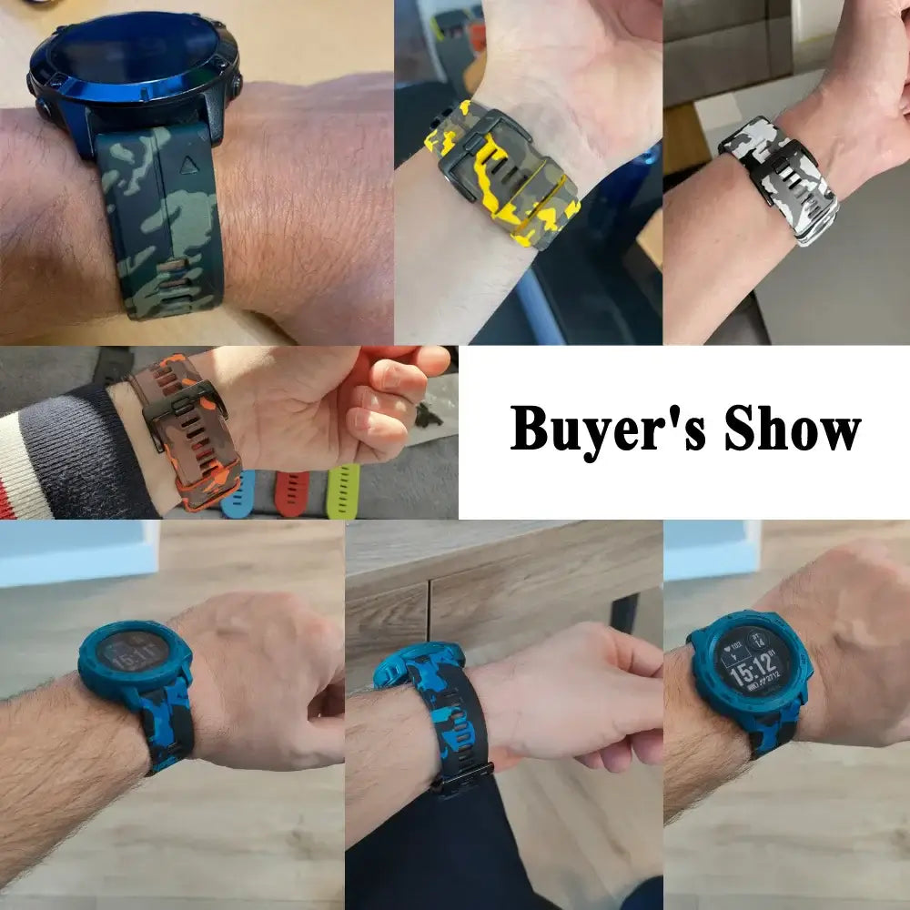 Silicone Watch Band Camouflage Print Adjustable Sporty 22mm 26mm Interchangeable Unisex Wristband | Sansoti