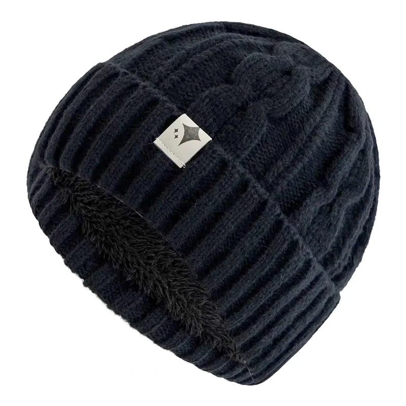 Gestrickte Wintermütze Unisex weiche Acryl-Beanie mit Sternmuster warme Kopfbedeckung 56-60cm Casual Outdoor | Sansoti