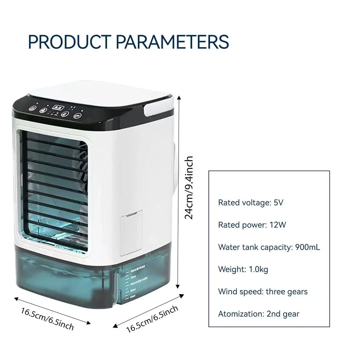 Portable Air Cooler with Water Mist 900ml – 3 Speeds, 7-Color LED Ambient Light for Home, Office or Bedroom | Sansoti