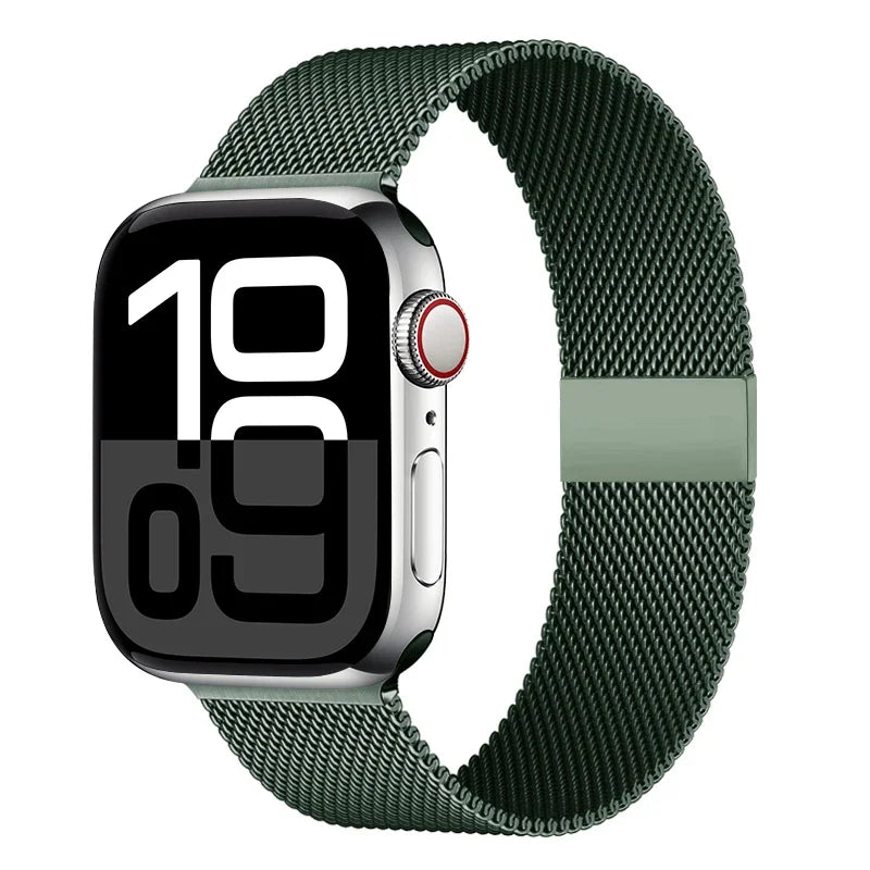 Mediolański pasek do zegarka z siatki ze stali nierdzewnej, regulowany, z magnetycznym zapięciem, do smartwatcha 38–49 mm, akcesorium na nadgarstek | Sansoti