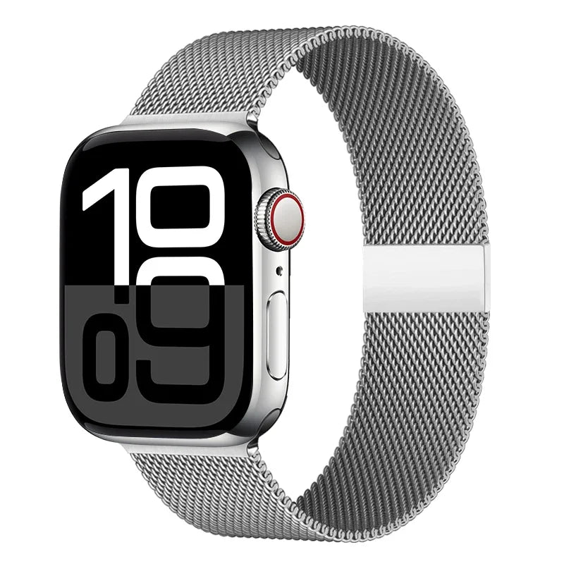 Mediolański pasek do zegarka z siatki ze stali nierdzewnej, regulowany, z magnetycznym zapięciem, do smartwatcha 38–49 mm, akcesorium na nadgarstek | Sansoti