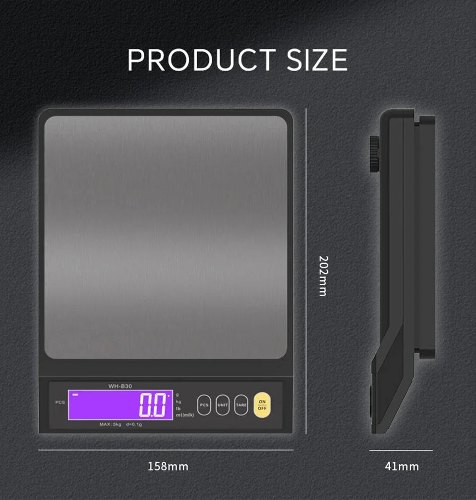 Digital Kitchen Scale Stainless Steel Waterproof 10kg Precision Baking Cooking Portioning Rechargeable LCD Display | Sansoti