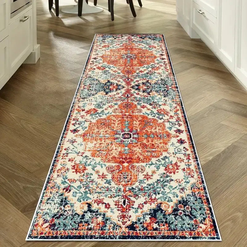 Alfombra de pasillo vintage lavable de terciopelo antideslizante, varios tamaños, para pasillo, cocina, salón y recibidor, de estilo escandinavo | Sansoti