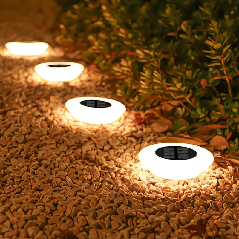 Solar Garden Lighting 4-Piece Set for Paths and Borders Weatherproof LED Outdoor Lamps Automatic Day-Night Sensor Black | Sansoti