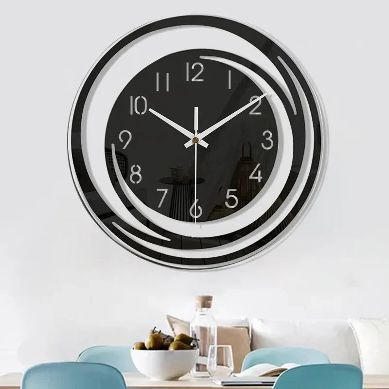 Wall Clock Black Acrylic - Modern Geometric Design - Silent Mechanism - Scandinavian Timeless Elegance | Sansoti