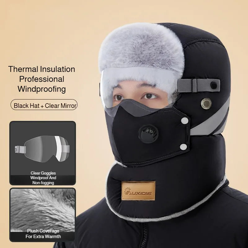 Thermal Winter Hat with Wind Protection and Detachable Face Mask, Unisex, for Outdoor Walking and Skiing in Winter | Sansoti