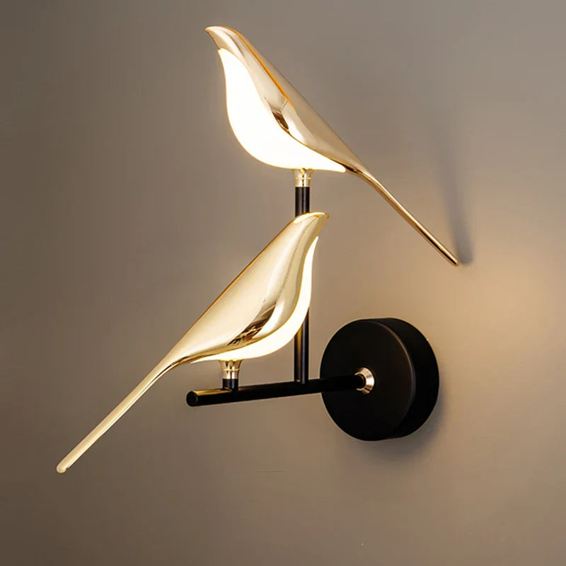 Designer LED wall lamp in bird shape – Golden wall lamp with warm light | Sansoti