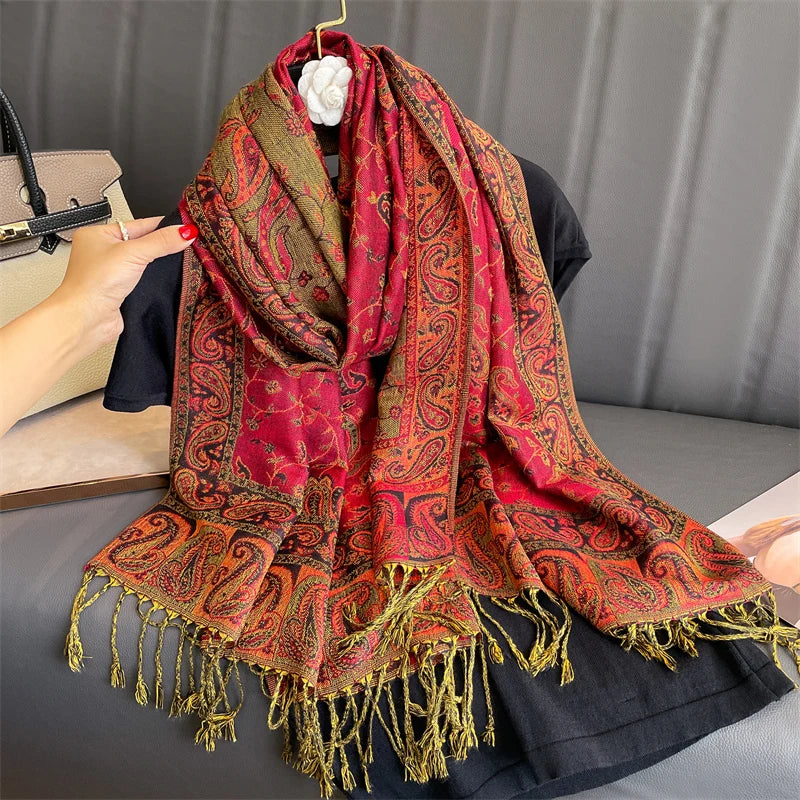 Pashmina Omslagdoek Kasjmier-look Dames 70x190cm Zachte Wintersjaal Vier Seizoenen Warm Foulard Elegante Sjaal | Sansoti