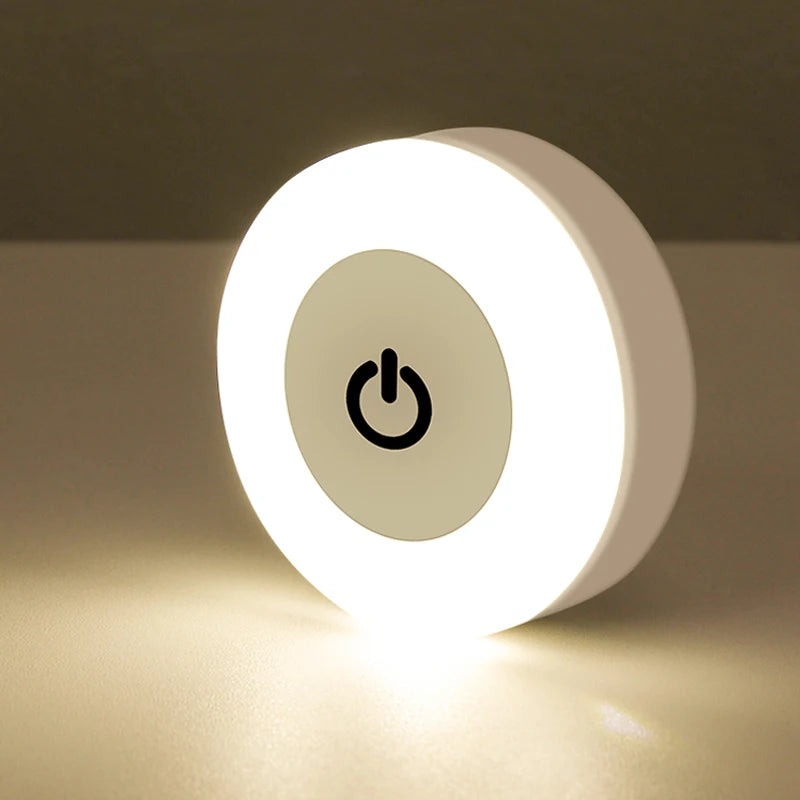 Energiebesparende Led Touch Sensor Nachtverlichting USB Oplaadbare Magnetische Wandlamp Kamer Gangpad Slaapkamer Ronde Draagbare Nachtlamp