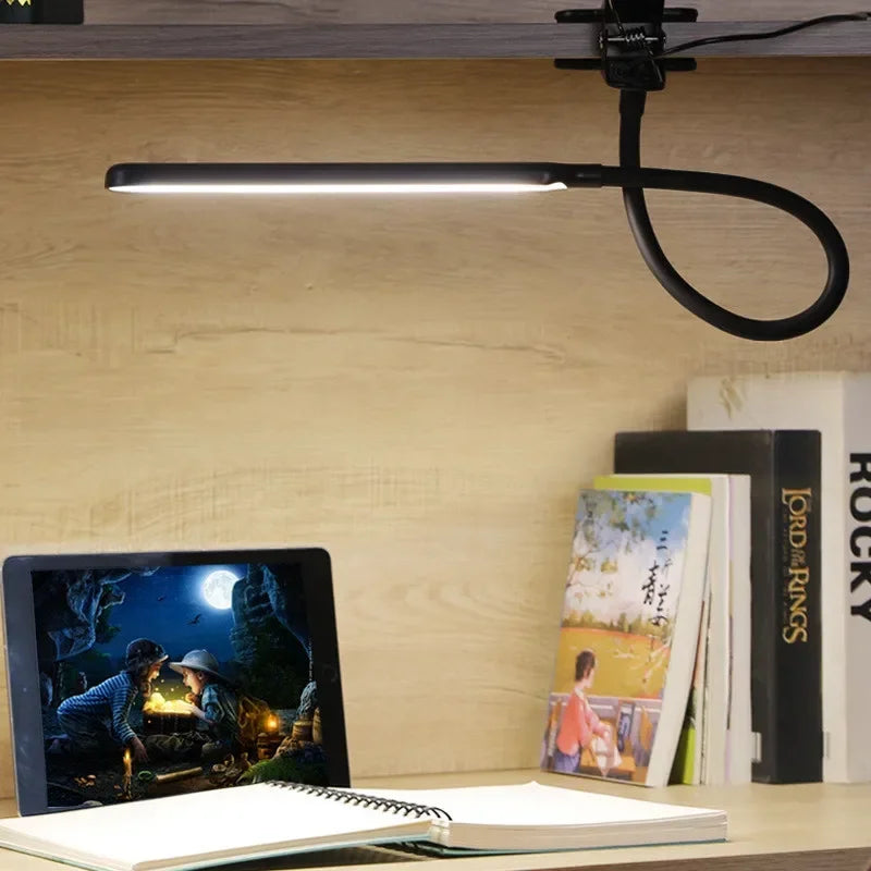 LED Klemlamp met Verstelbare Arm 3 Lichtstanden 10 Dimstanden USB Bureaulamp Leeslamp Flexibel Werkplek | Sansoti