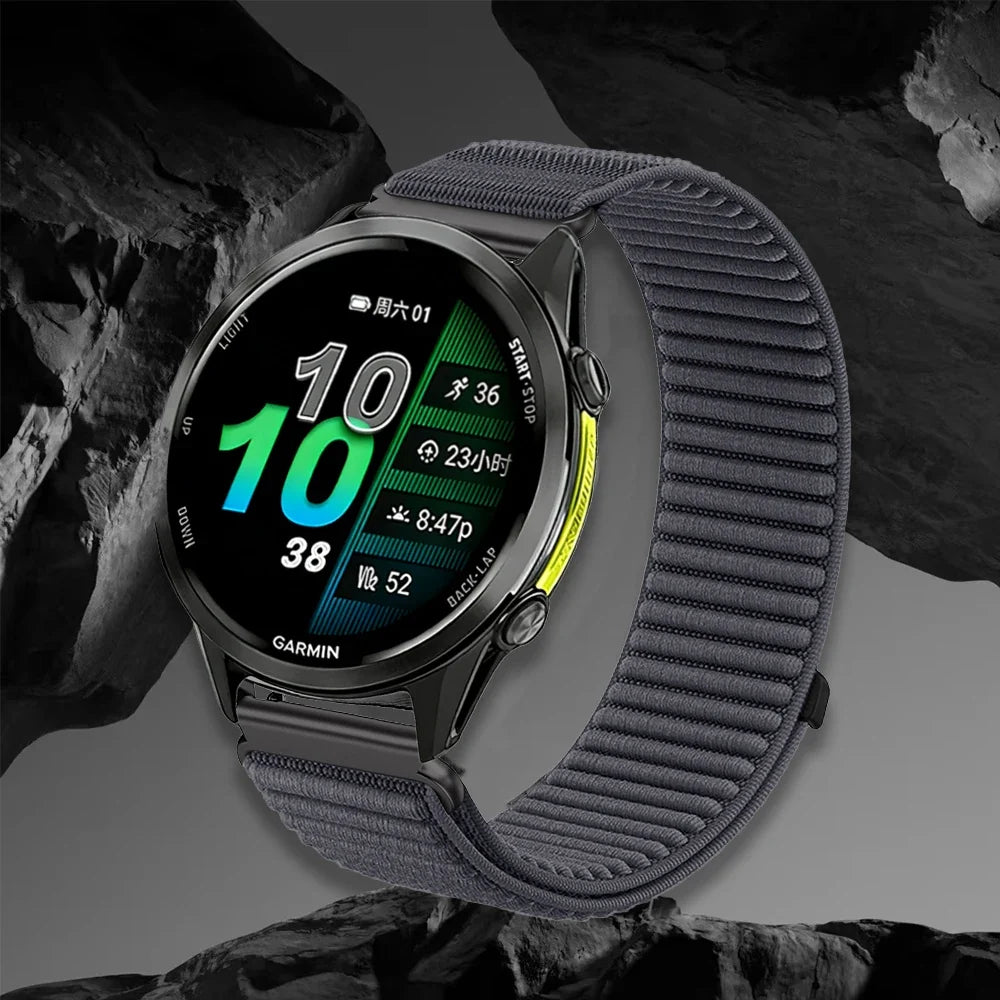 Ademend en verstelbaar nylon smartwatch-bandje van 21 cm voor sporthorloges, 20 mm en 22 mm, unisex polsband | Sansoti