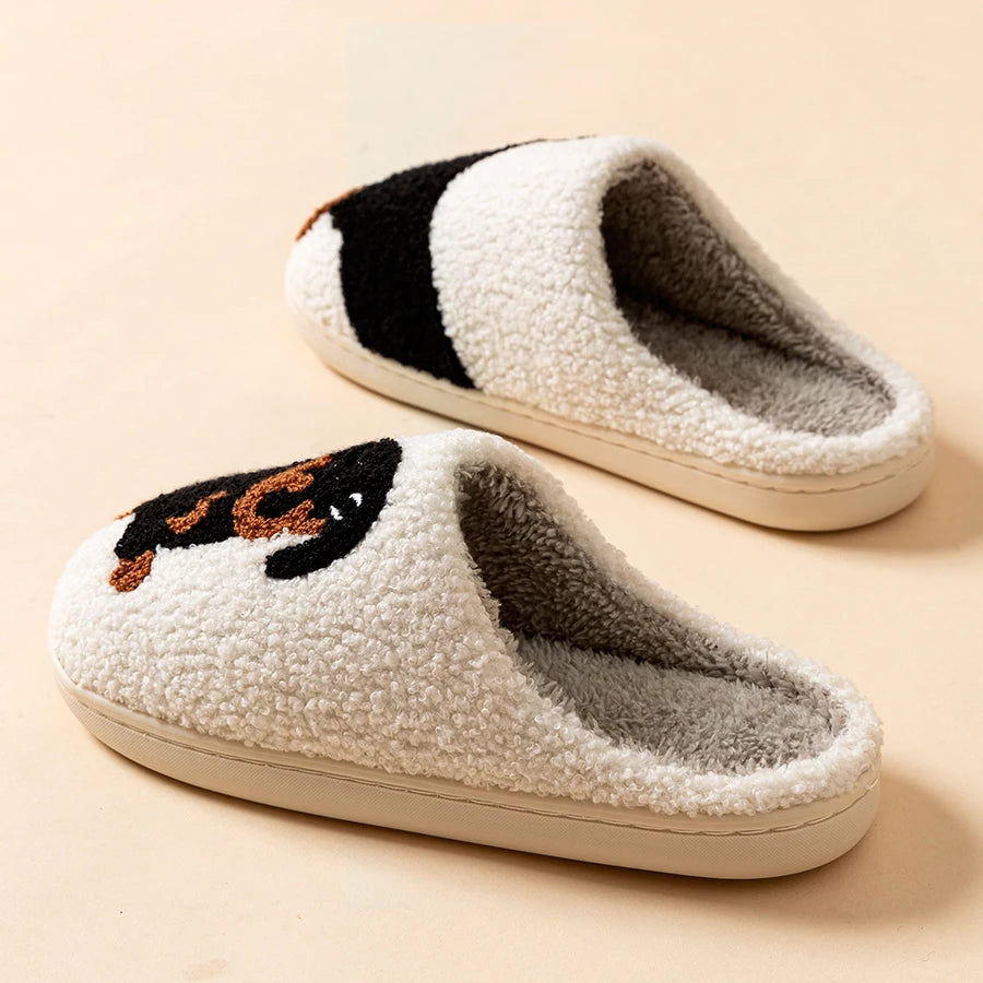 Teckel Pantoffels Dames Wit – Zachte Pluche Huisslippers Winter Indoor Antislip Warmvoering Comfortabel | Sansoti