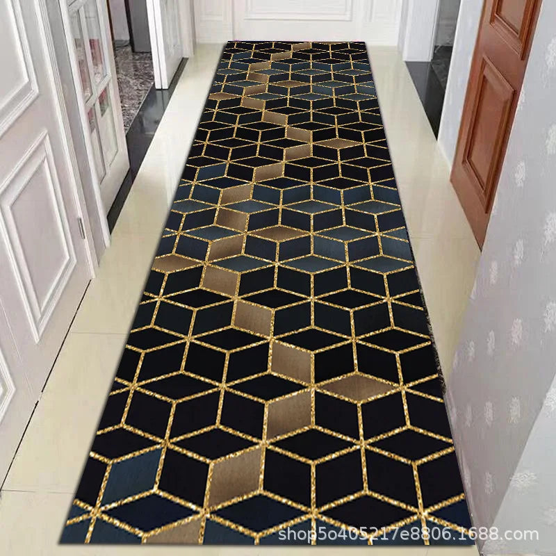Hallway runner with Geometric Moroccan Pattern - Non-Slip Washable Runner for Hallway Entrance Corridor Living Room | Sansoti